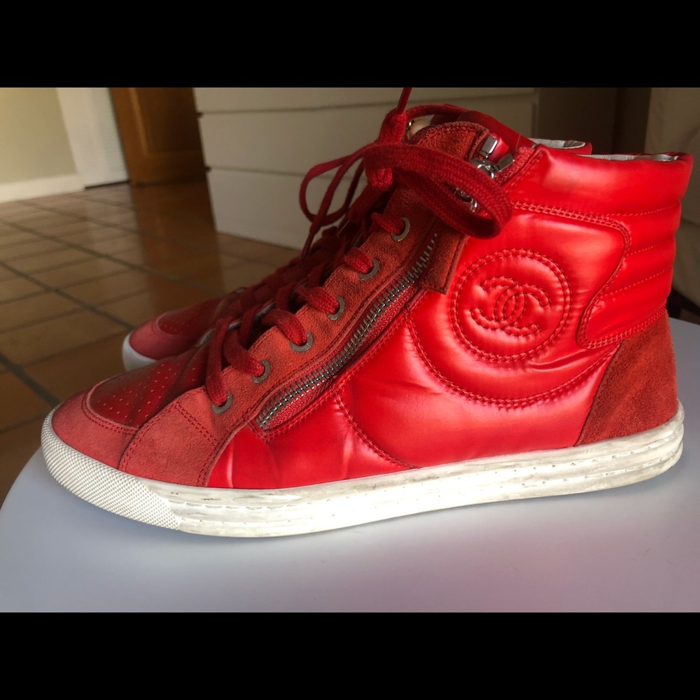Chanel High top red sneakers sz 39